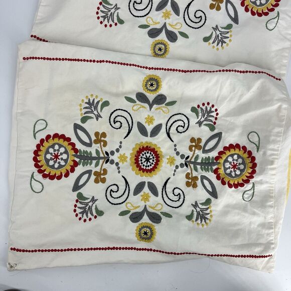 IKEA Akerkulla Lot of 2 Pillow Covers 20x24" Embroidered Floral Scandi Button - Picture 2 of 10